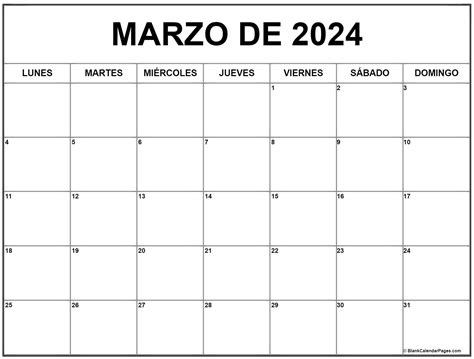 calendario marzo 2024
